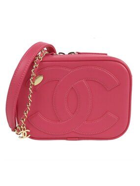 Chanel Chain Shoulder Bag Pink Gold Lambskin CC Logo